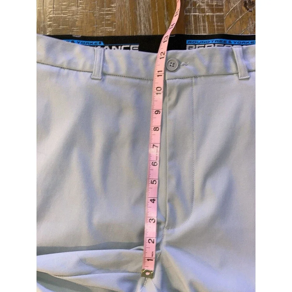 Roundtree & Yorke Performance Chino Flat Pants Work Play Gray 40x32 preppy